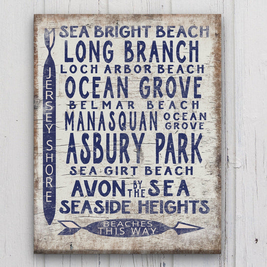 Vintage Jersey Shore Beach Sign | Asbury Park, Sea Girt, Manasquan, Seaside Heights