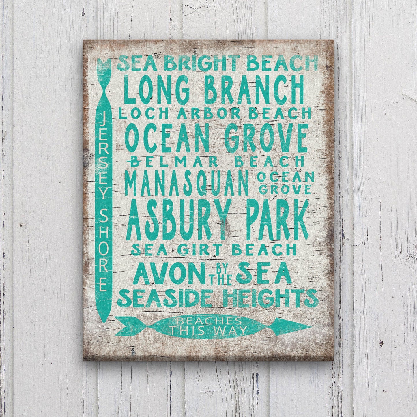 Vintage Jersey Shore Beach Sign | Asbury park, Sea Girt, Manasquan, Seaside Heights
