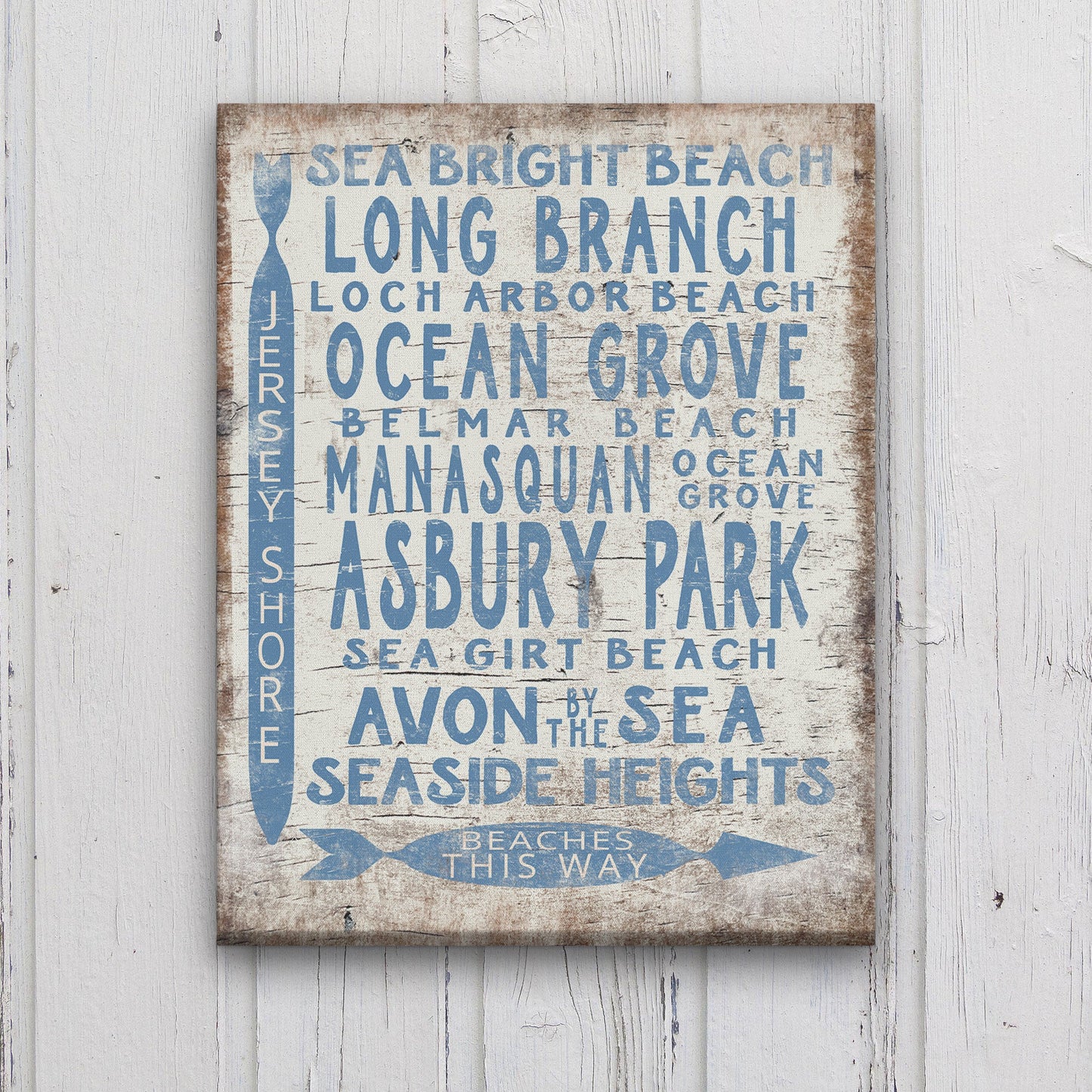 Vintage Jersey Shore Beach Sign | Asbury park, Sea Girt, Manasquan, Seaside Heights