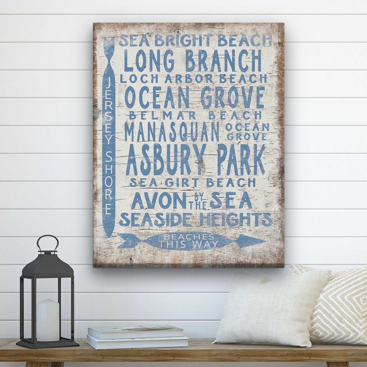 Vintage Jersey Shore Beach Sign | Asbury park, Sea Girt, Manasquan, Seaside Heights
