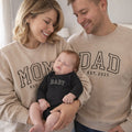 Neutral Custom Embroidered Matching Family Outfits for Mom, Dad and Baby