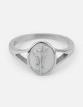 Anillo de sello de plata con flores silvestres