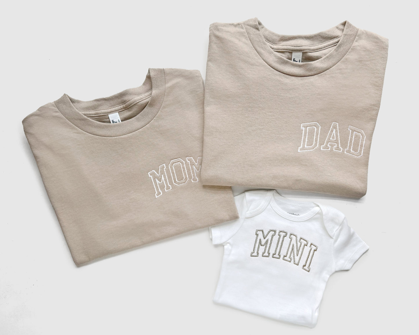Mom, Dad and Mini Embroidered Family Shirts