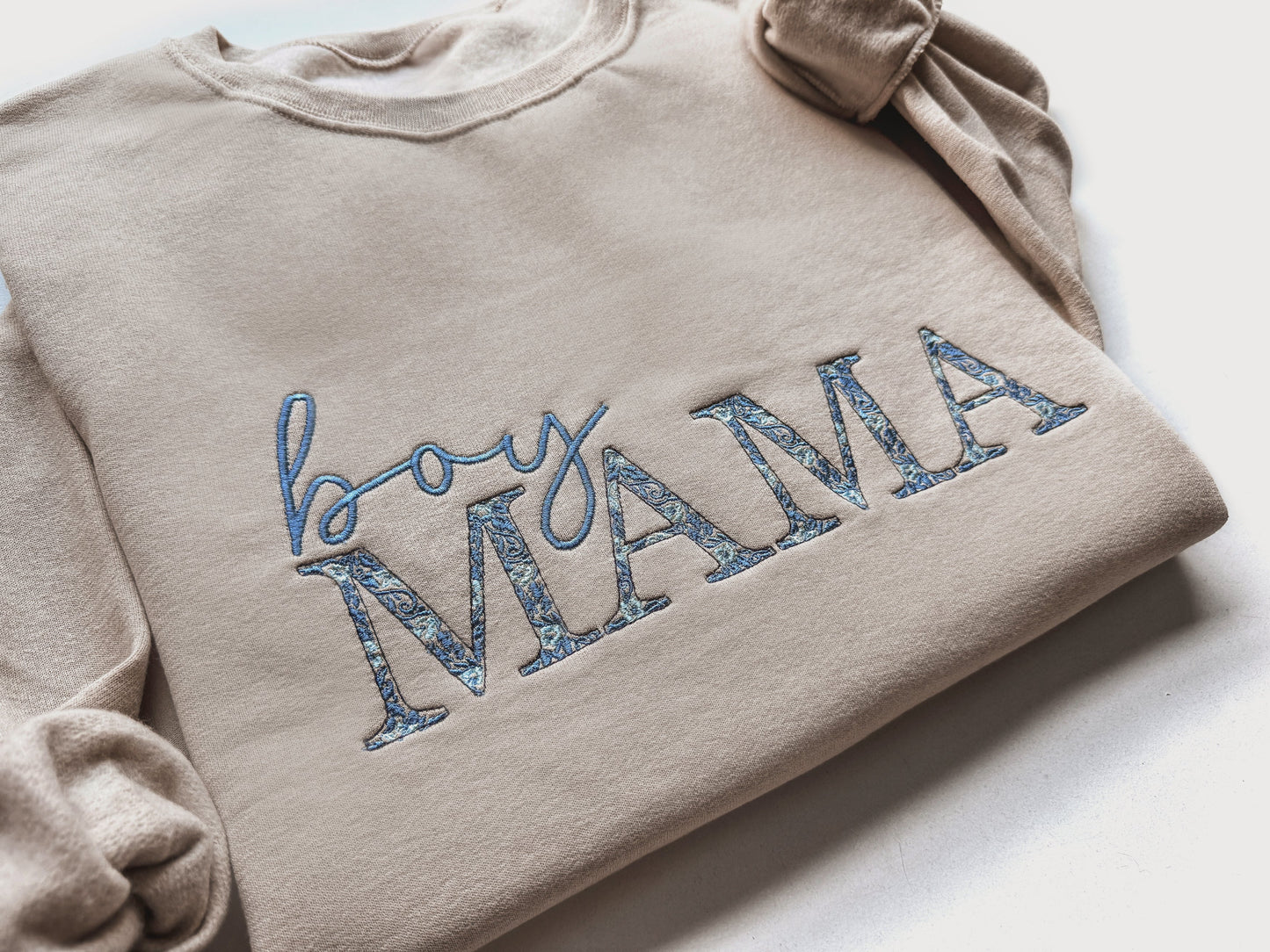 Blue Floral Boy Mama Embroidered Sweatshirt
