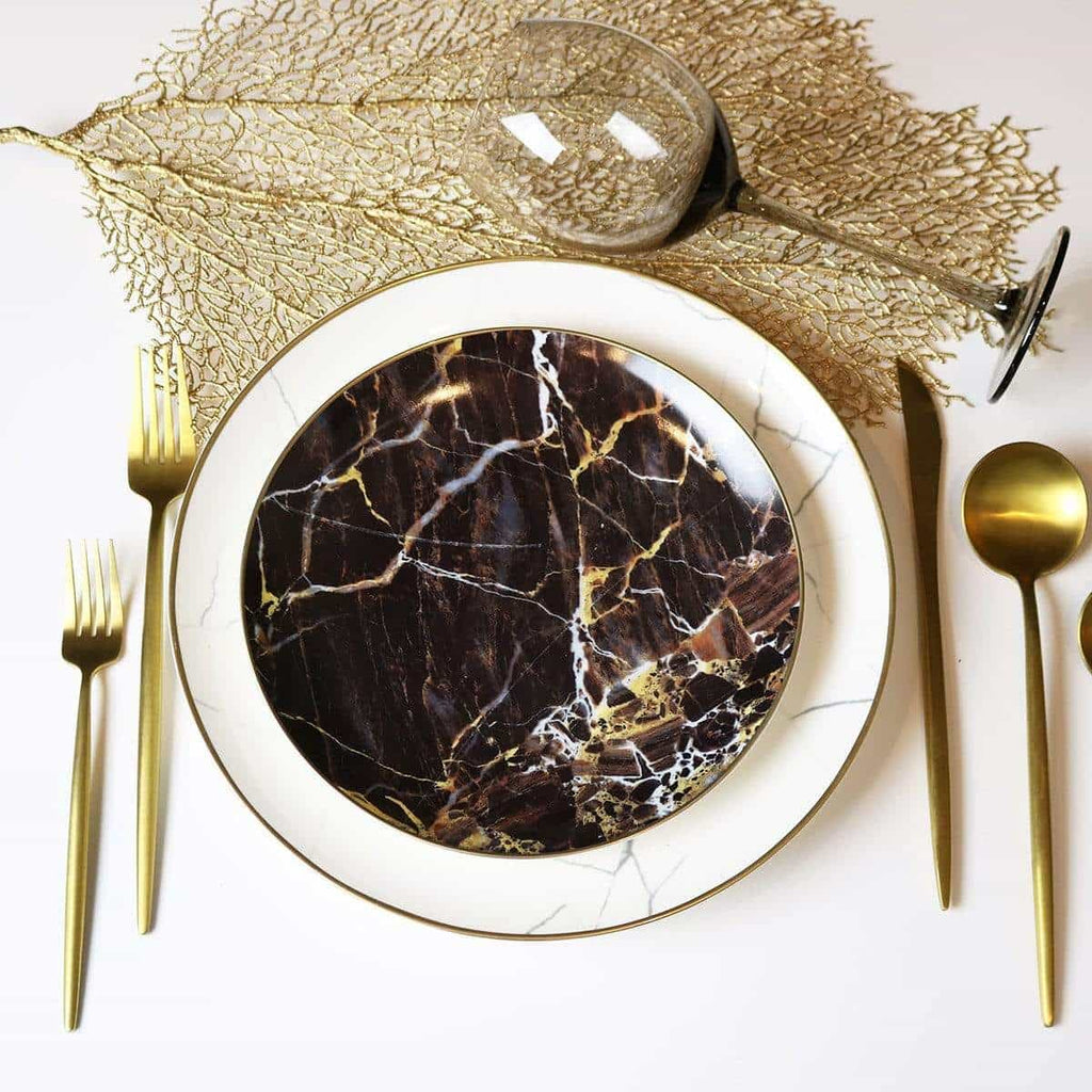 Black Marble Accent Salad Plate-Set of 4