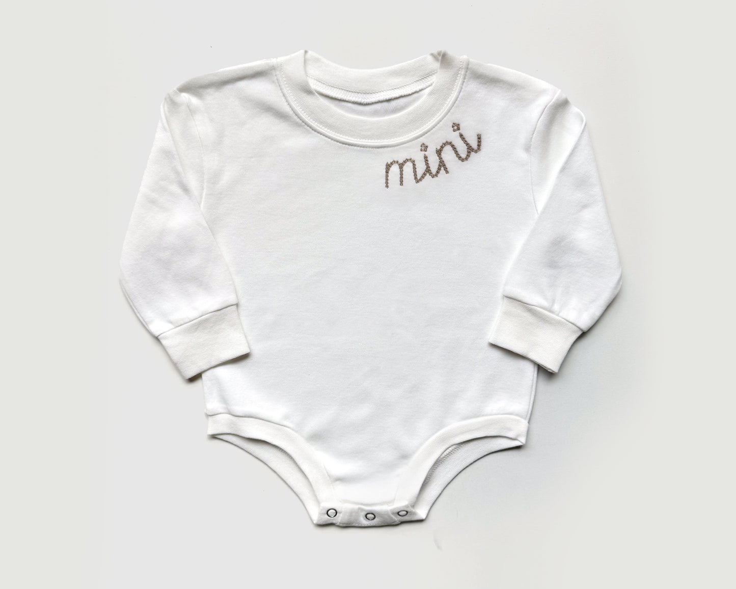 Custom Mommy and Mini Outfits | Neutral Sweatshirts With Neckline Embroidery