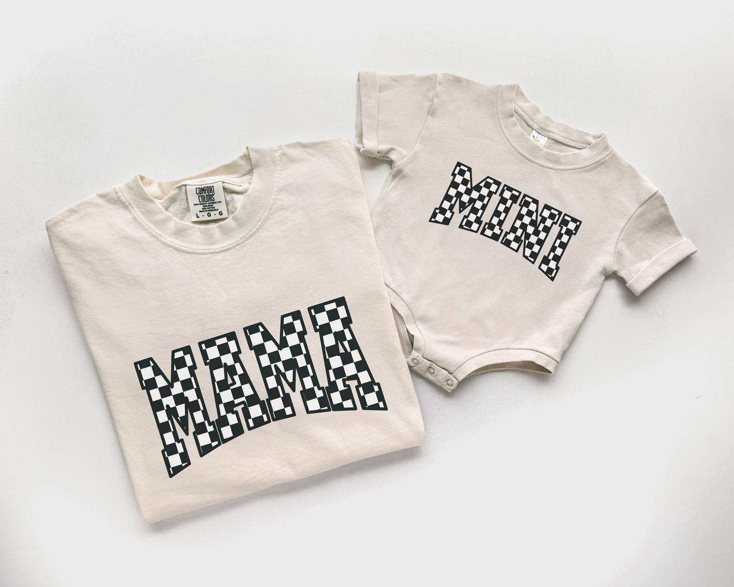 Cream Checkerboard Mama & Mini Matching Set | Mother Daughter Outfits