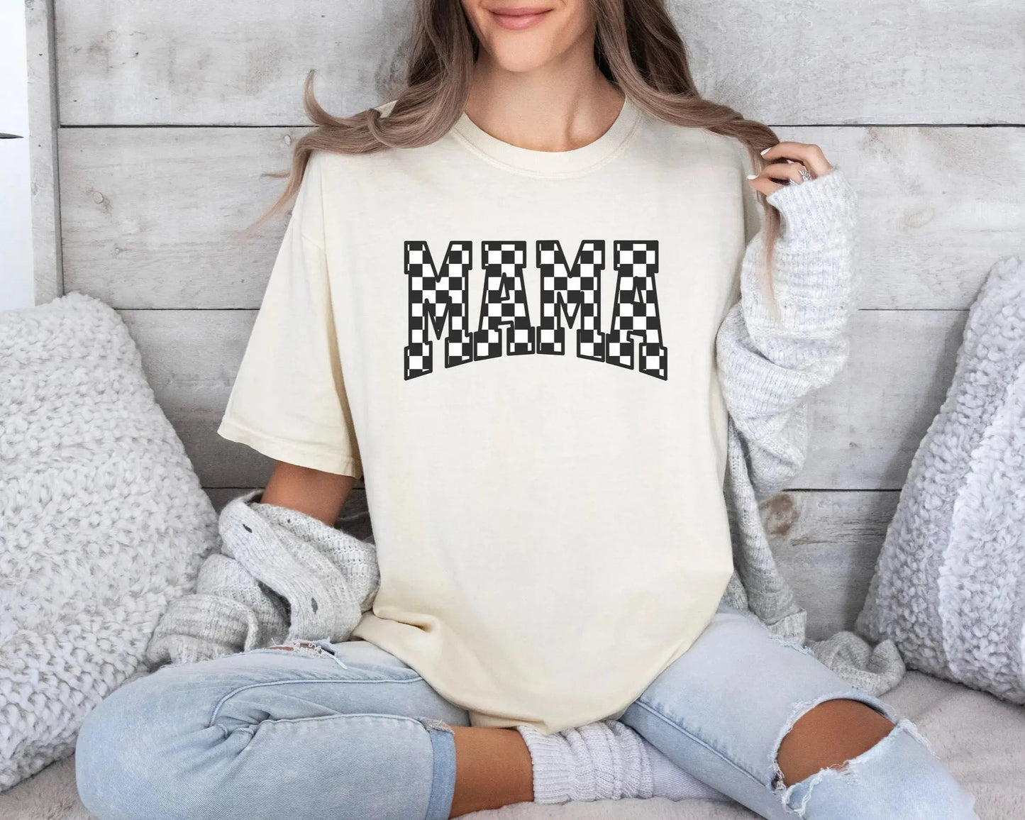 Cream Checkerboard Mama & Mini Matching Set | Mother Daughter Outfits