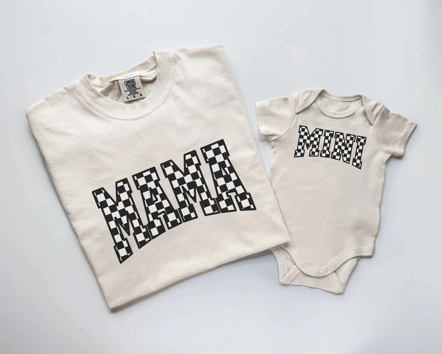 Cream Checkerboard Mama & Mini Matching Set | Mother Daughter Outfits