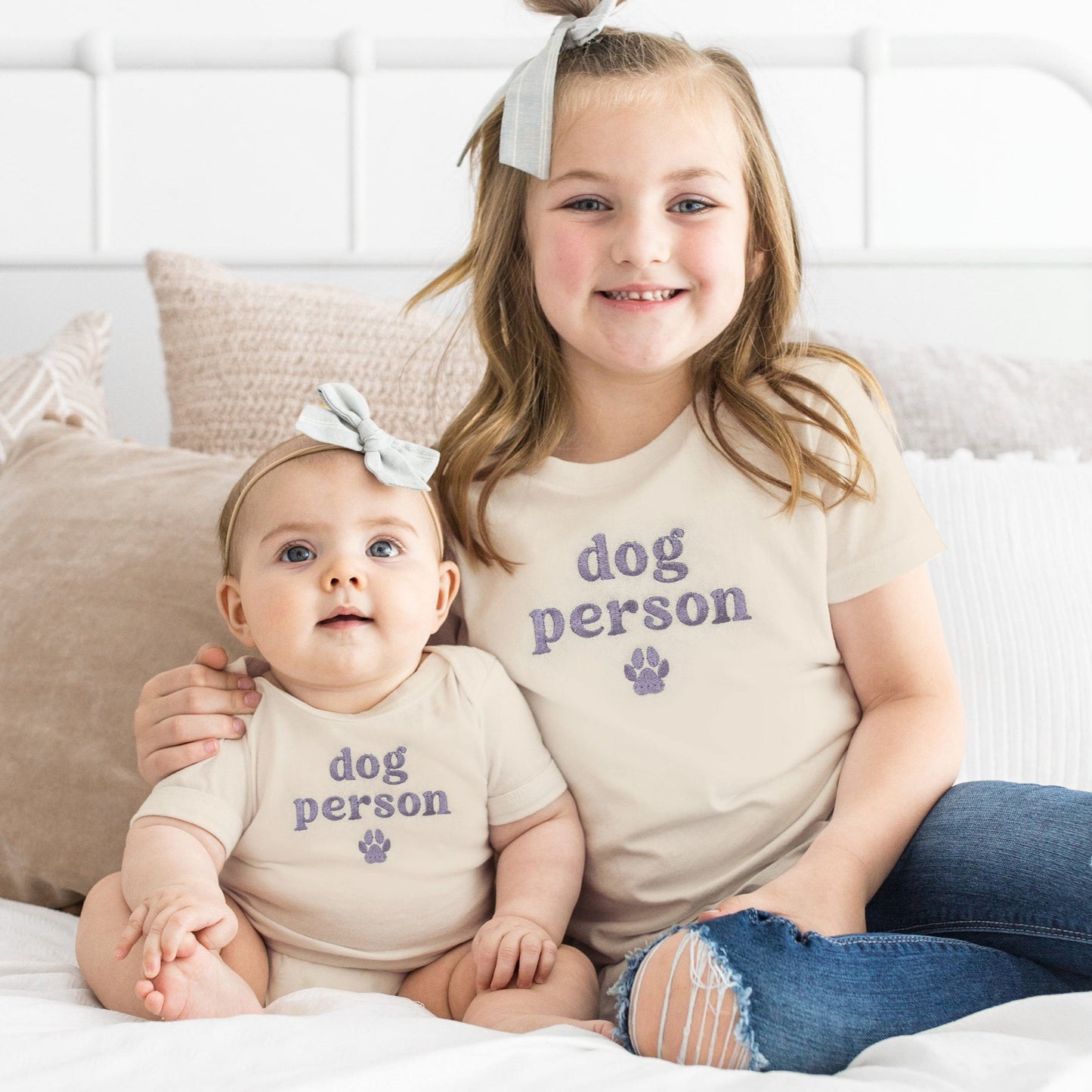 Embroidered "Dog Person" Matching Shirts and Baby Outfits