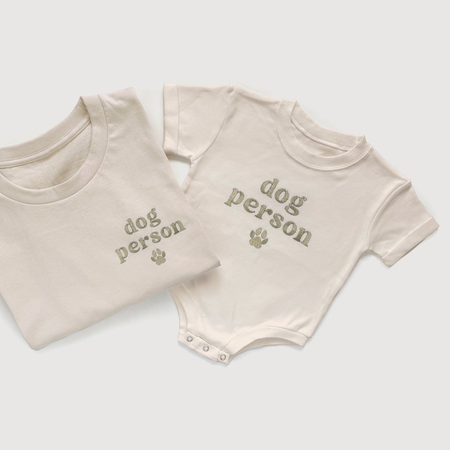 Embroidered "Dog Person" Matching Shirts and Baby Outfits
