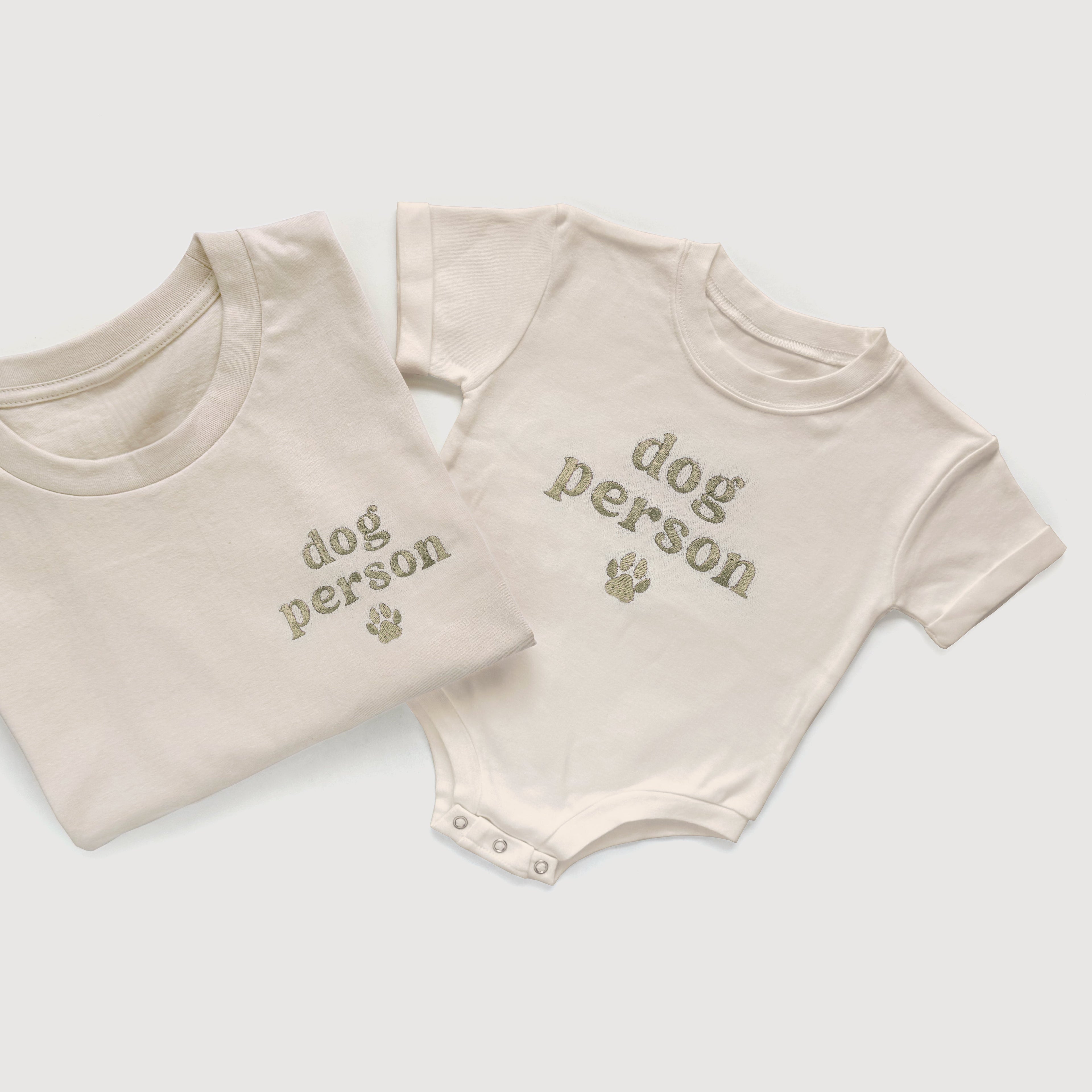 Embroidered "Dog Person" Matching Shirts and Baby Outfits