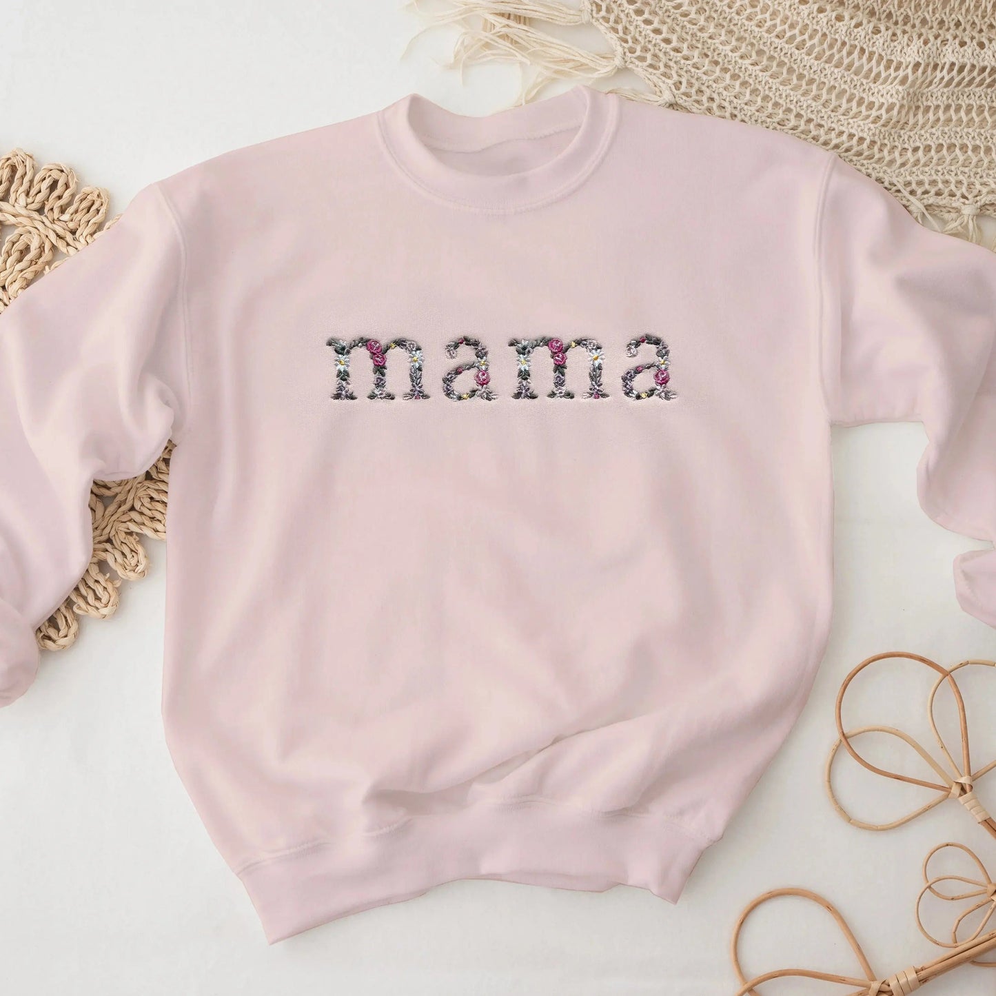 Personalized Floral Embroidered Grandma Sweatshirt