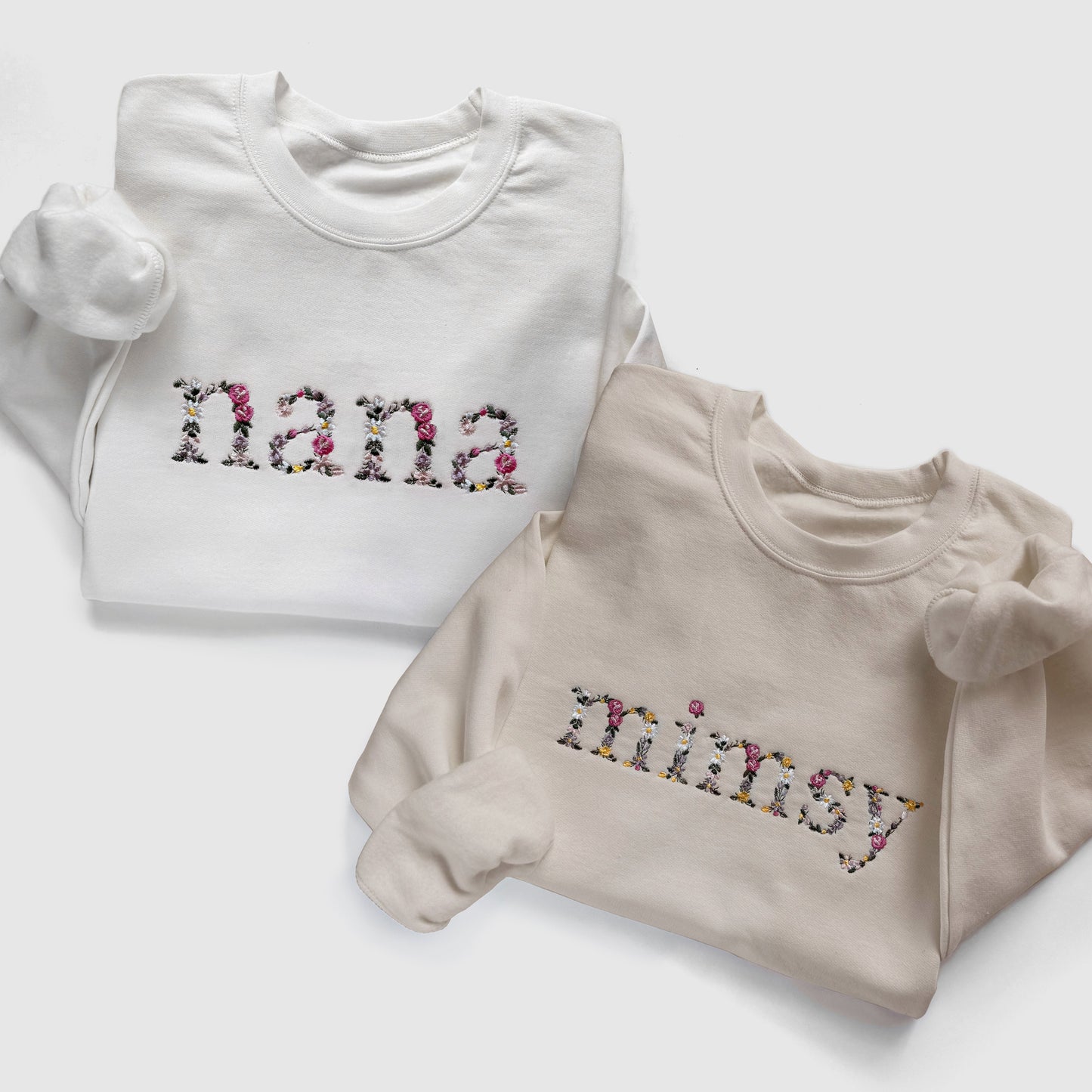 Personalized Floral Embroidered Grandma Sweatshirt
