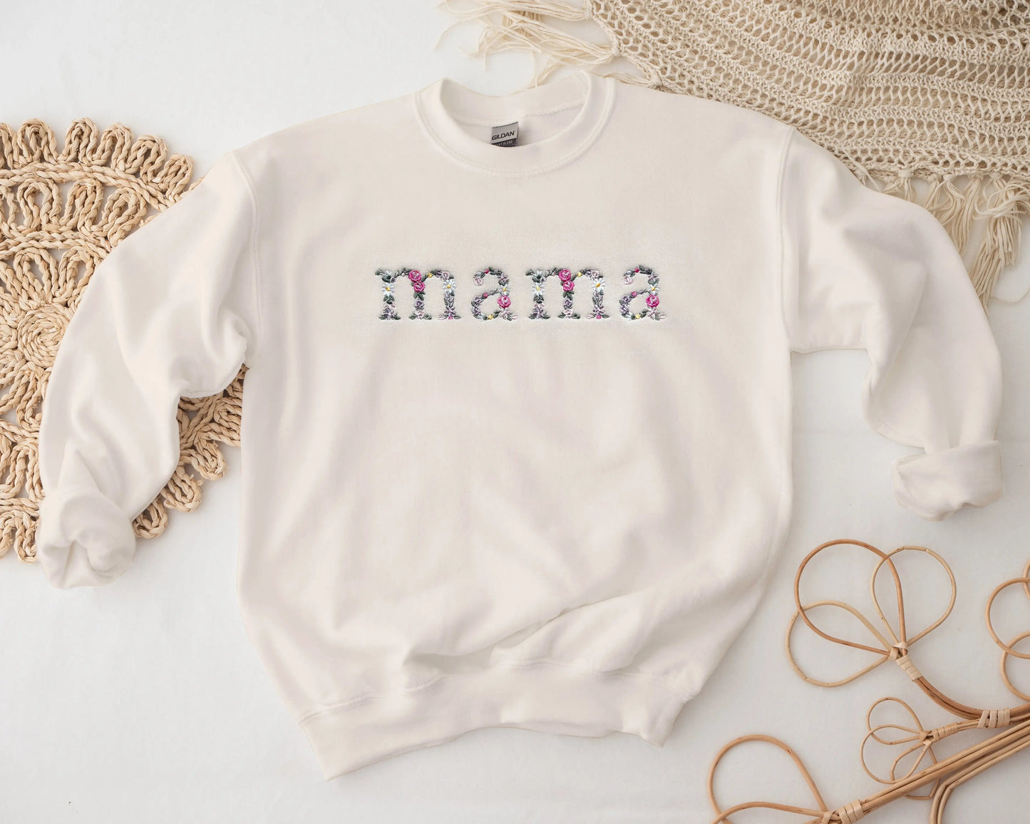 Cream Floral Mother Daughter Matching Outfits