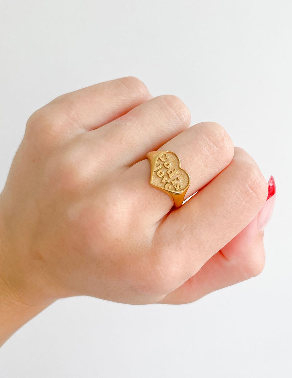 Gold God Is Love Ring