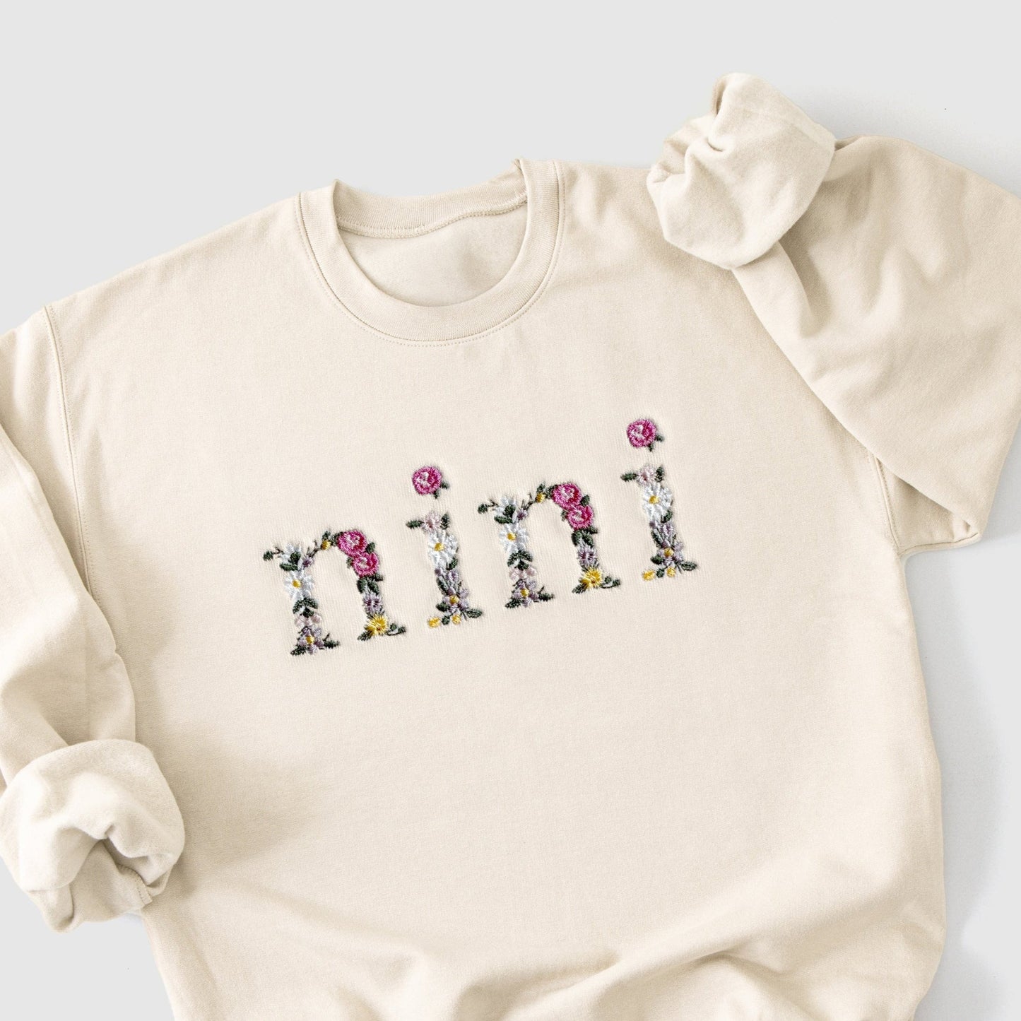 Personalized Floral Embroidered Grandma Sweatshirt