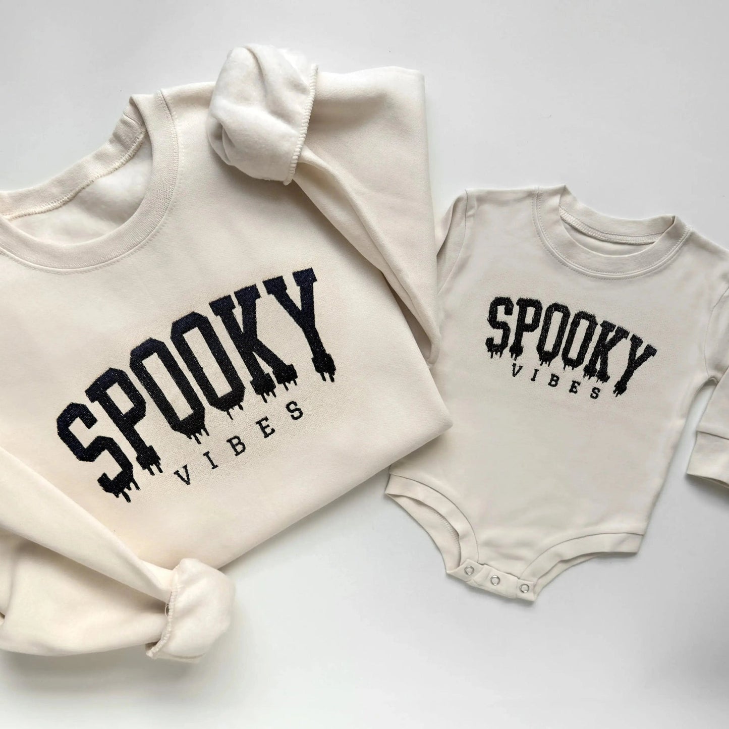 Spooky Vibes Embroidered Matching Sweatshirts for Halloween