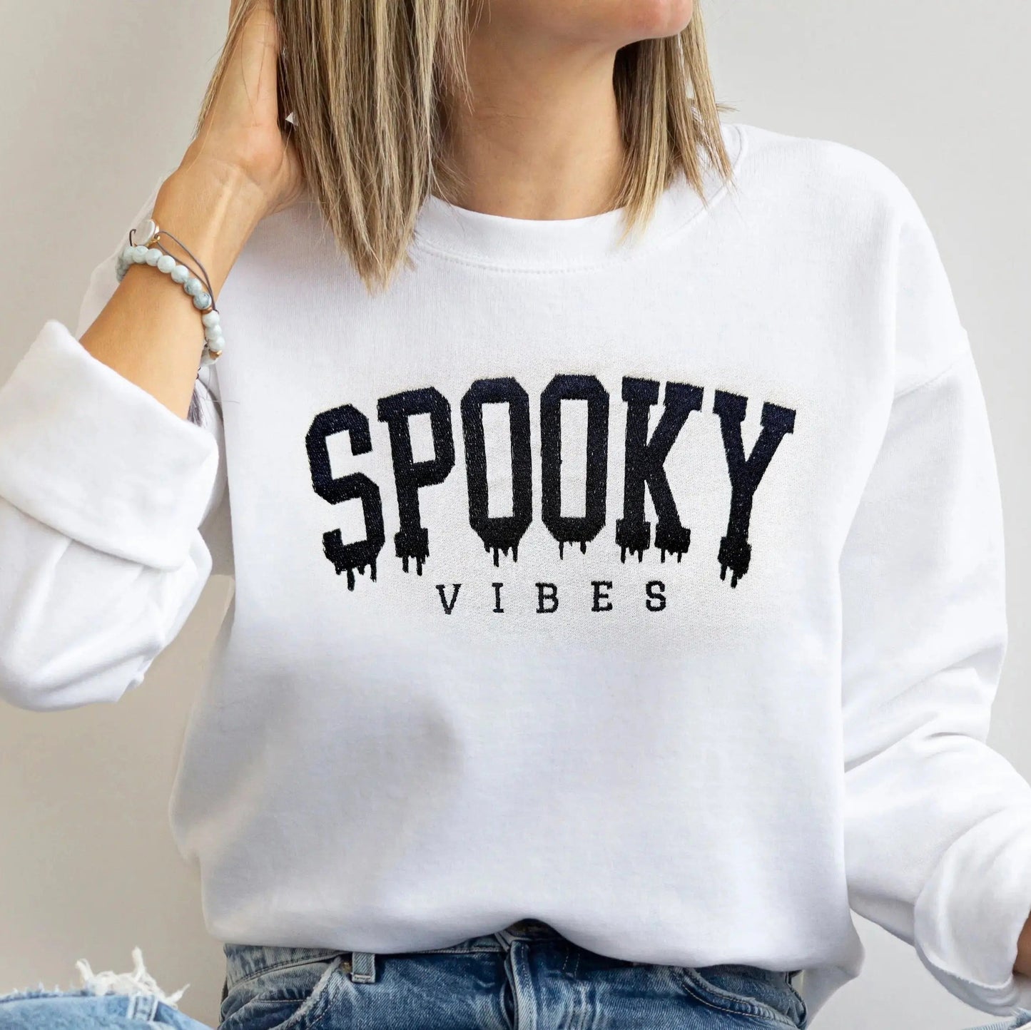 Spooky Vibes Embroidered Matching Sweatshirts for Halloween