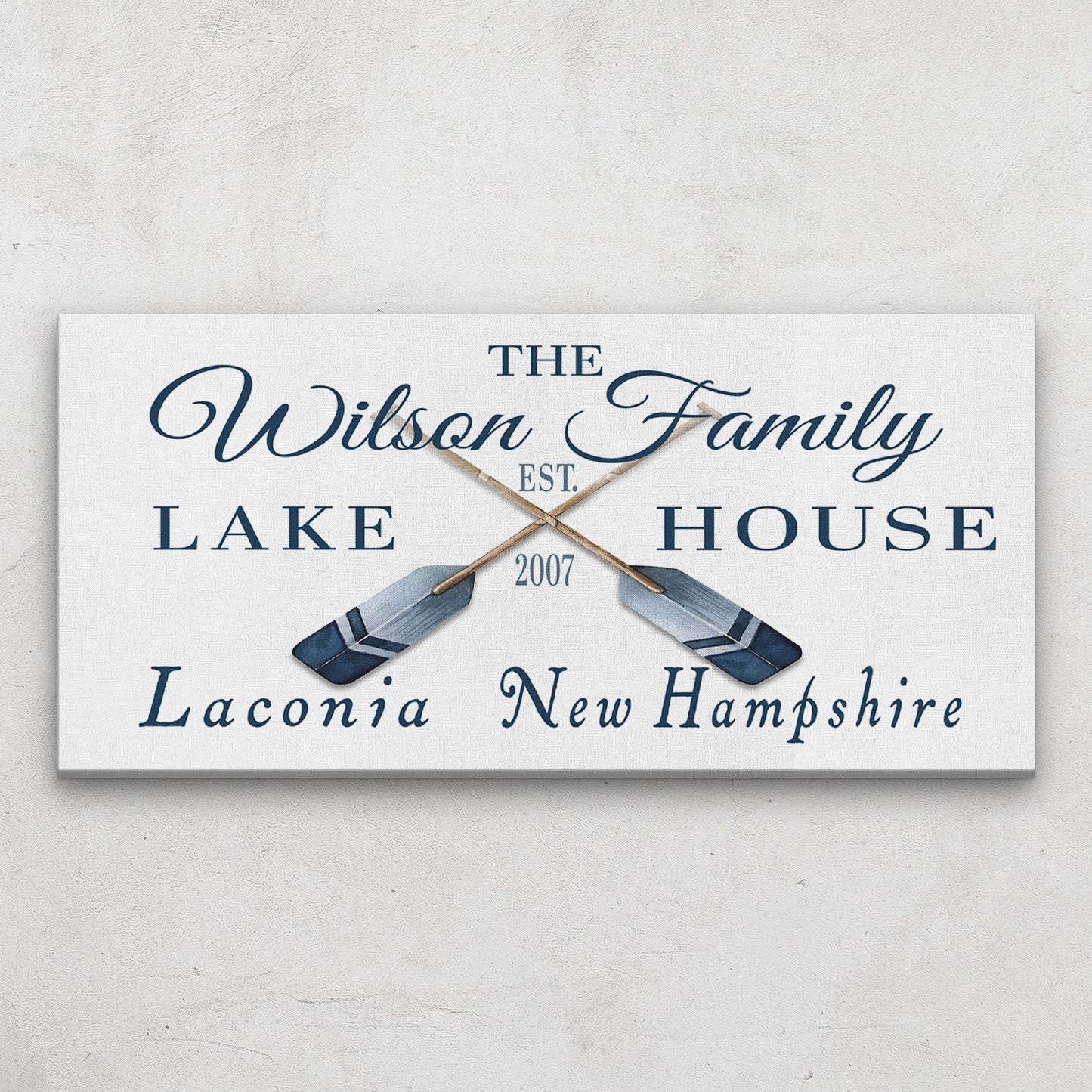 Customizable Lake - Beach House Family Name Canvas Sign