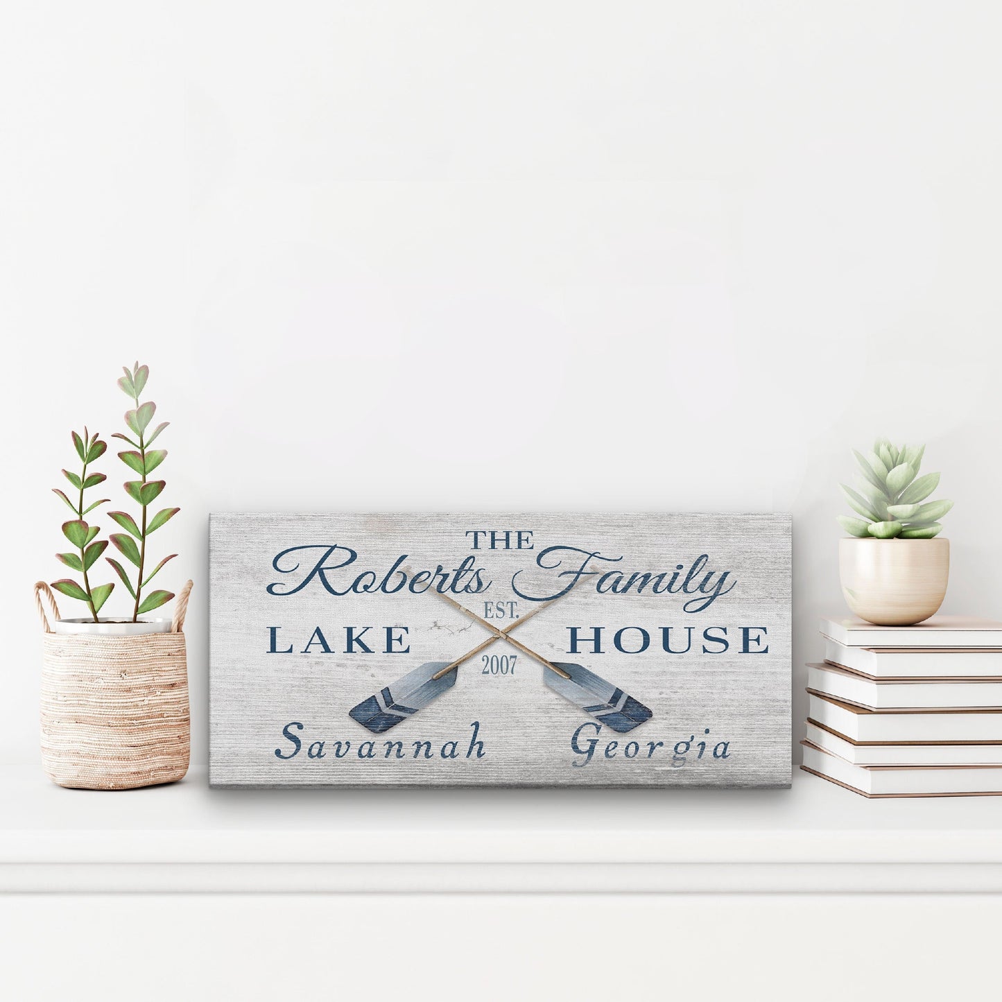 Customizable Lake - Beach House Family Name Canvas Sign
