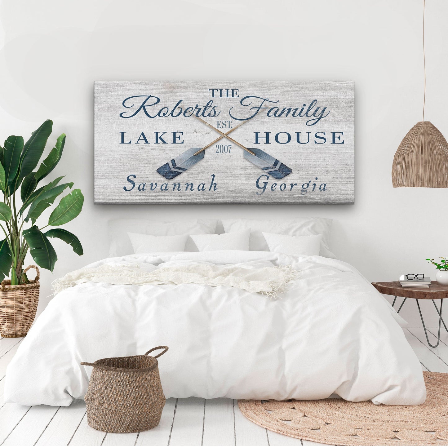 Customizable Lake - Beach House Family Name Canvas Sign