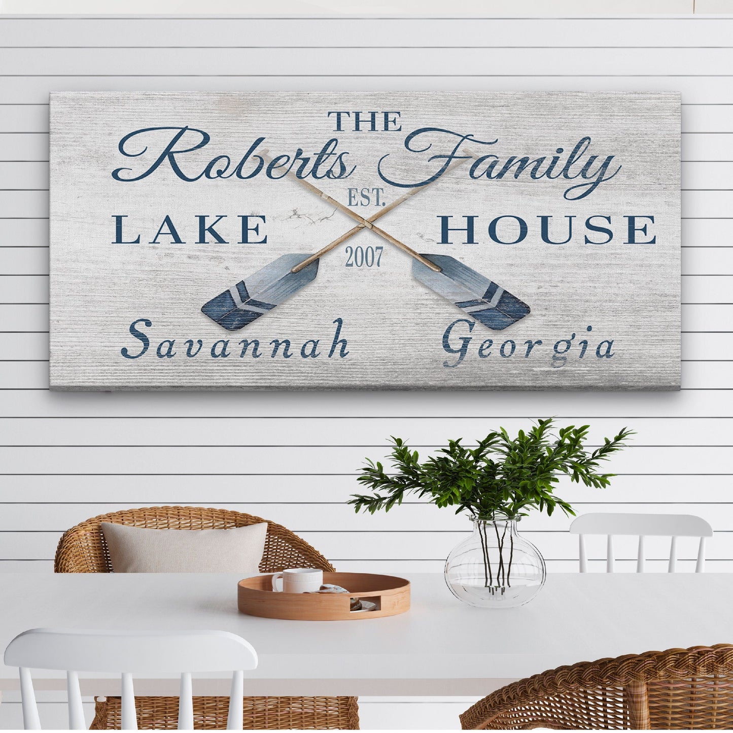 Customizable Lake - Beach House Family Name Canvas Sign