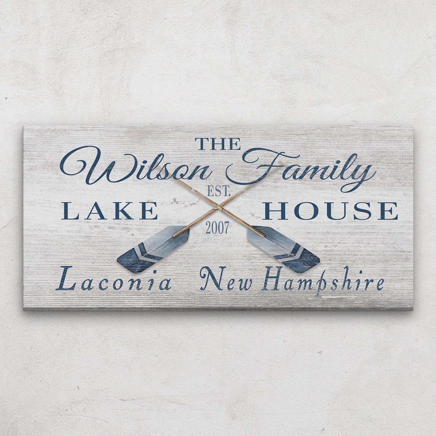 Customizable Lake - Beach House Family Name Canvas Sign