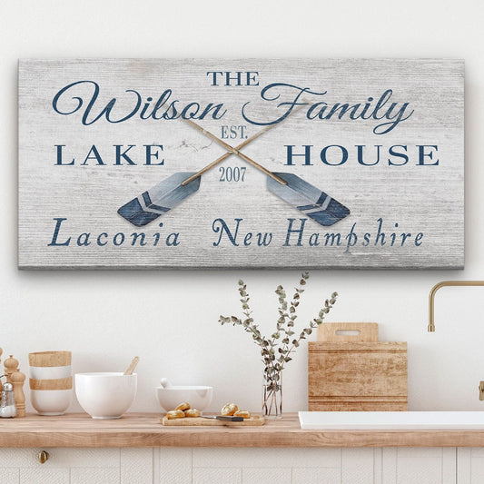 Customizable Lake - Beach House Family Name Canvas Sign