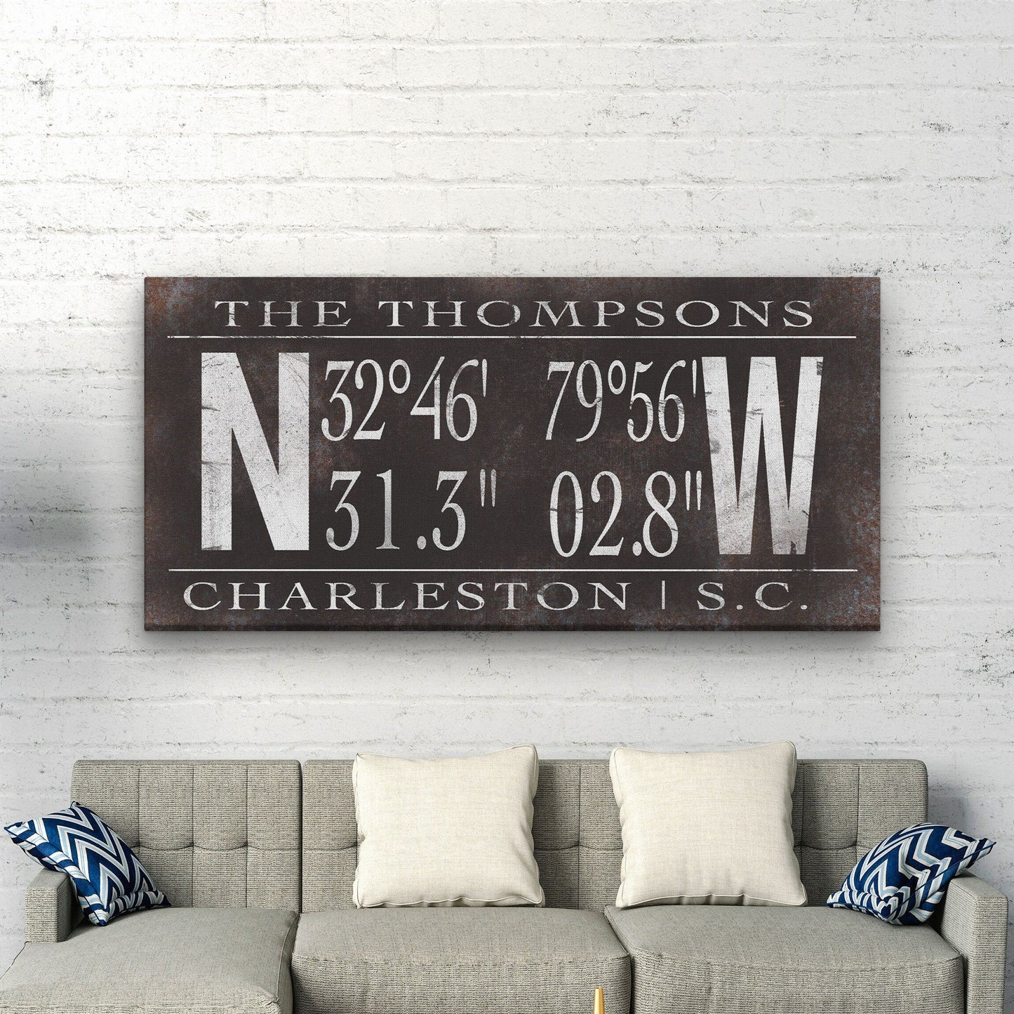 Personalized Family Name Latitude Longitude Coordinates Canvas Wall Decor