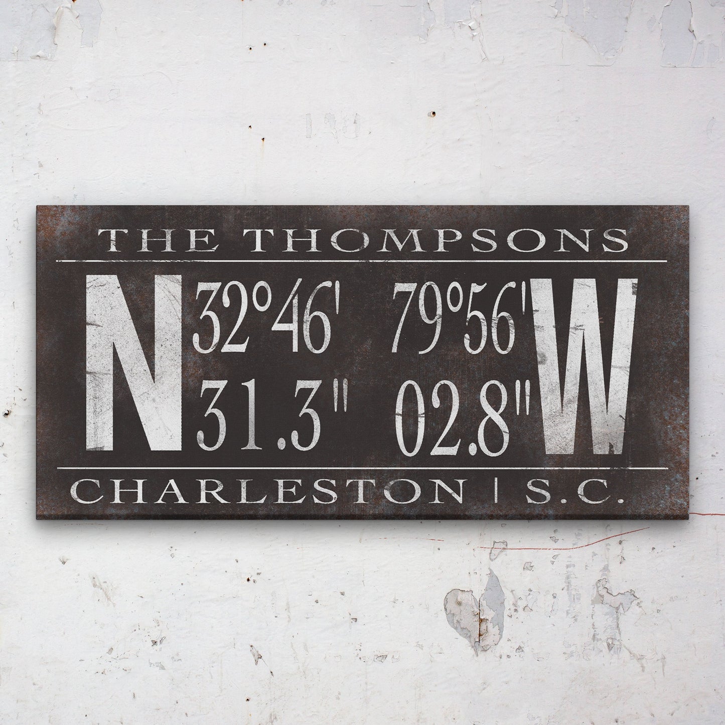 Personalized Family Name Latitude Longitude Coordinates Canvas Wall Decor
