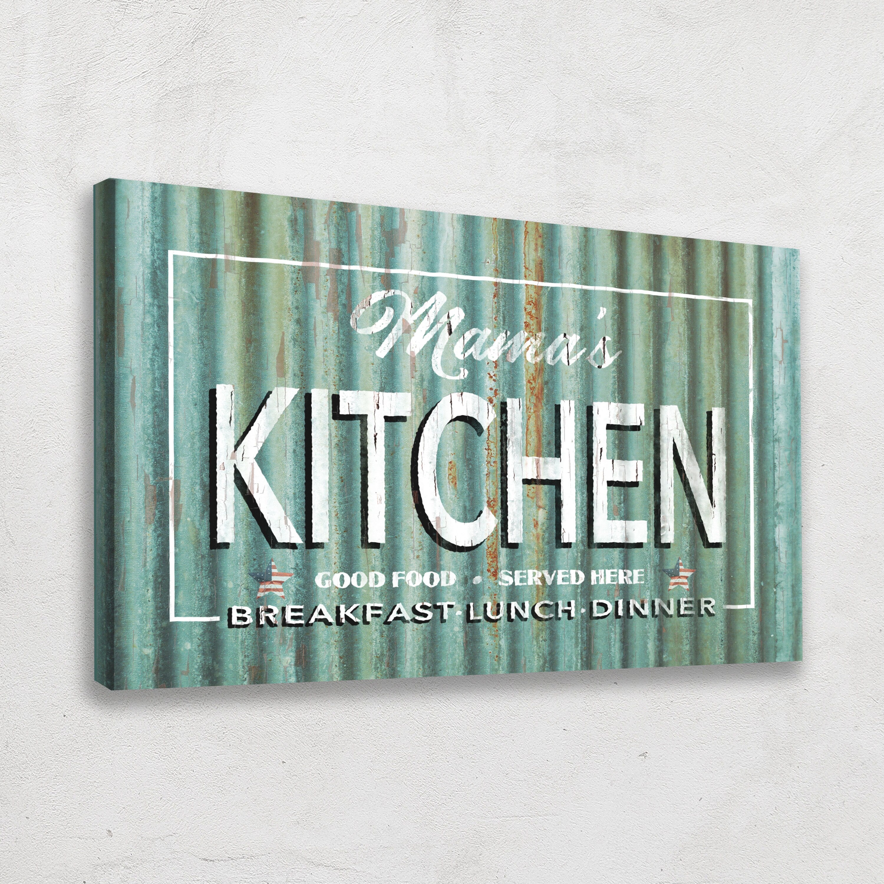 Personalized Antique Kitchen Signs - Vintage Rustic Metal Look Canvas Wall Decor