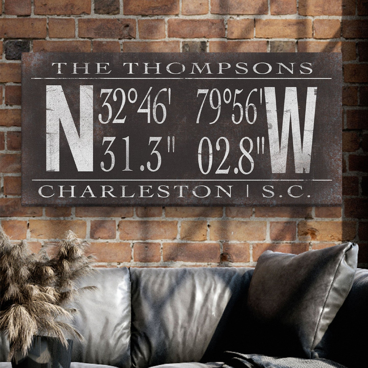 Personalized Family Name Latitude Longitude Coordinates Canvas Wall Decor