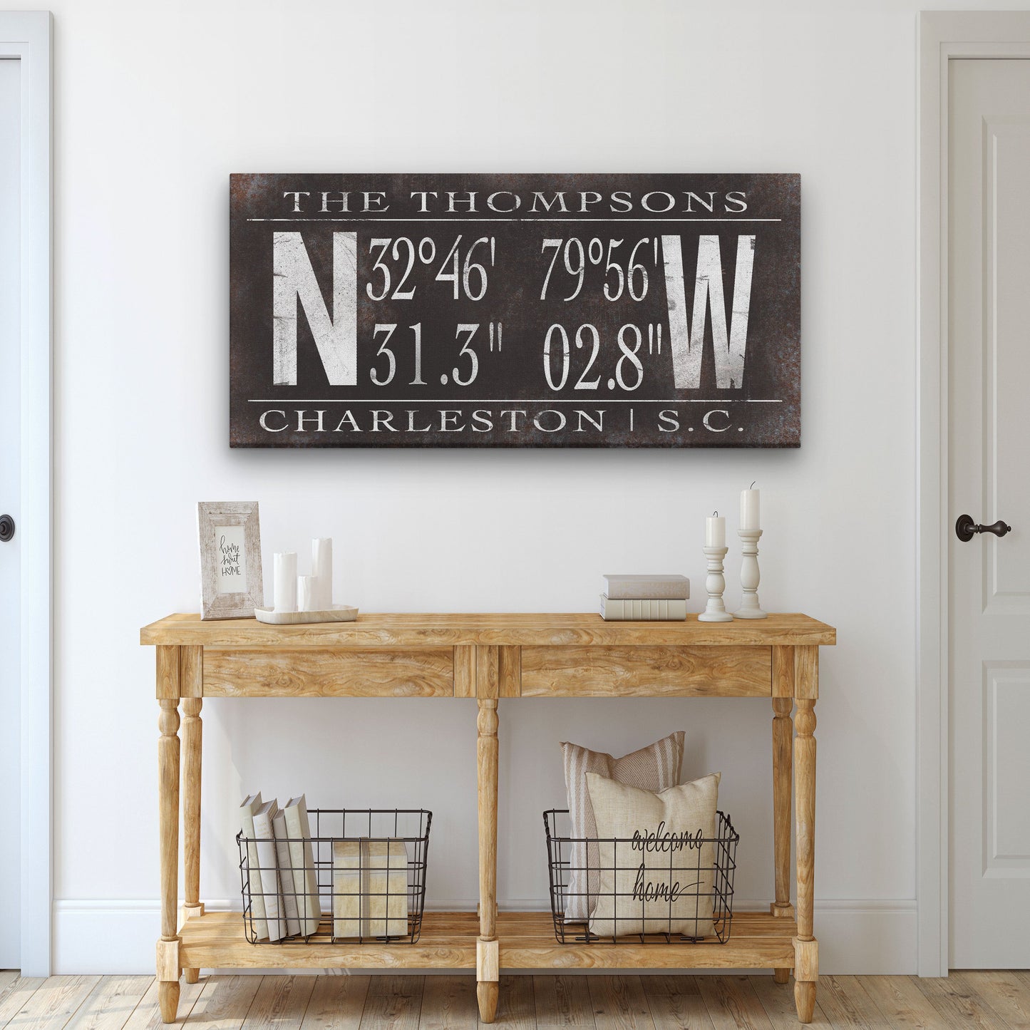 Personalized Family Name Latitude Longitude Coordinates Canvas Wall Decor