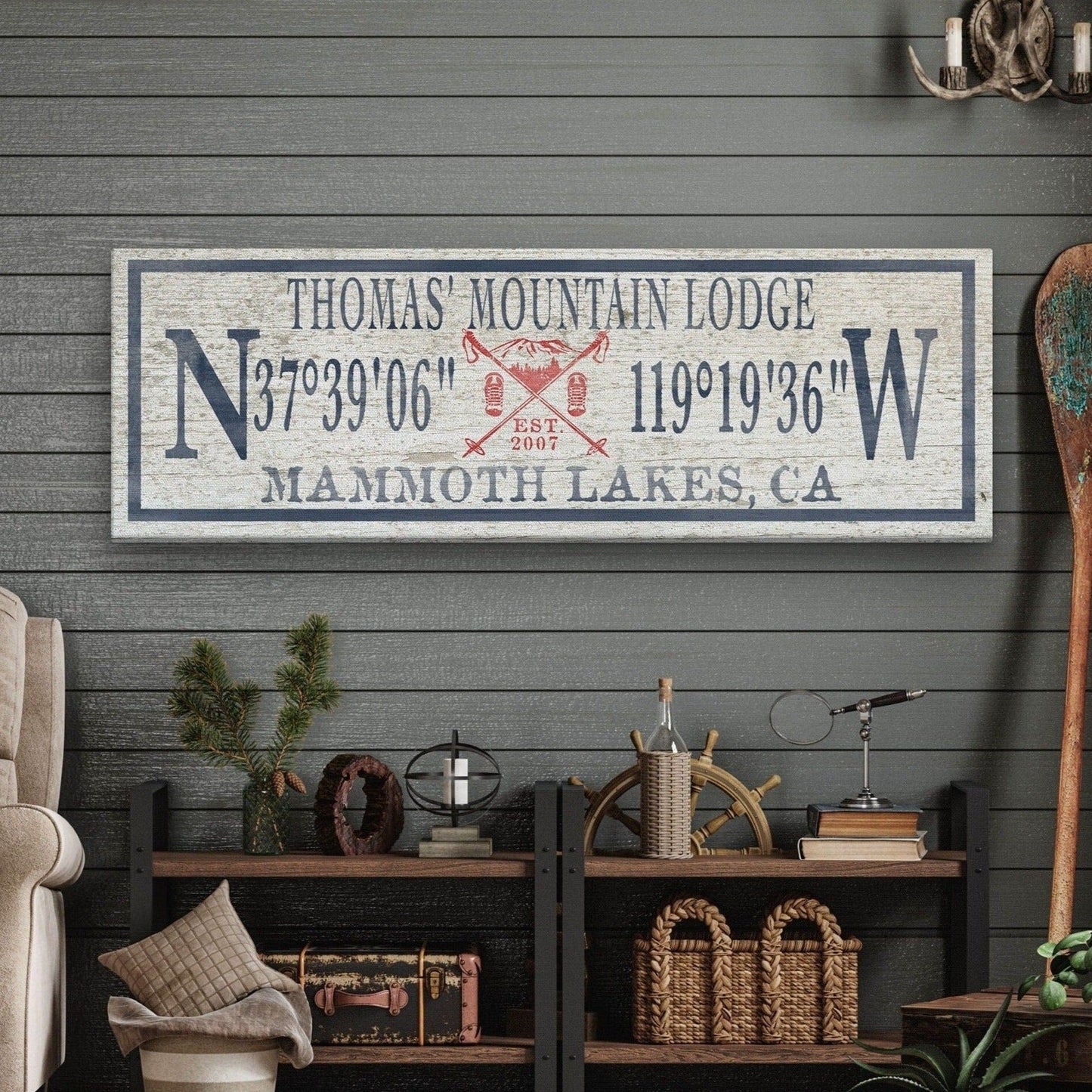 Ski Lodge Canvas Sign