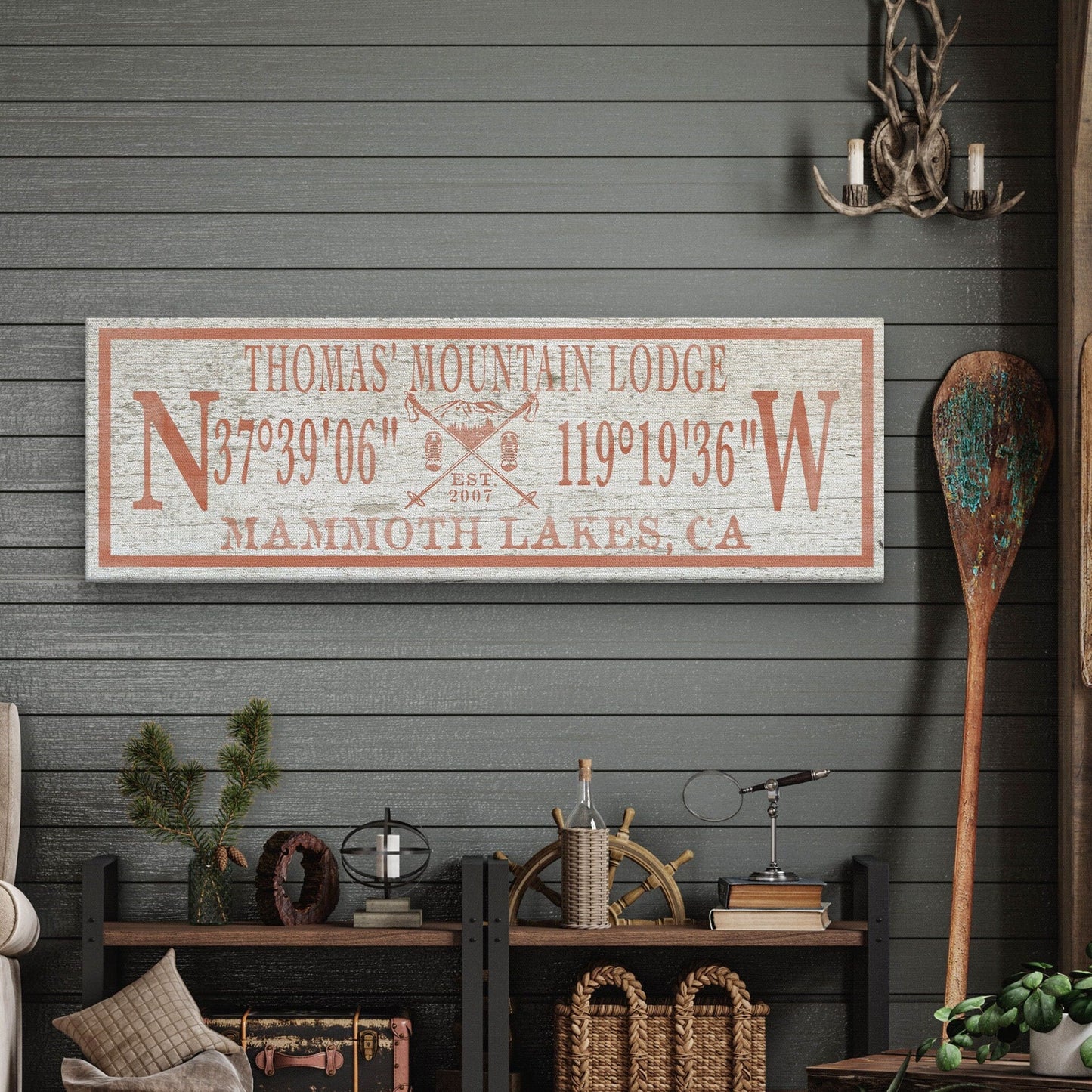 Ski Lodge Canvas Sign
