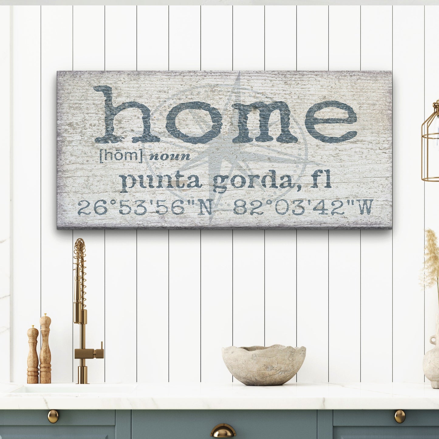 Home Compass Canvas Sign