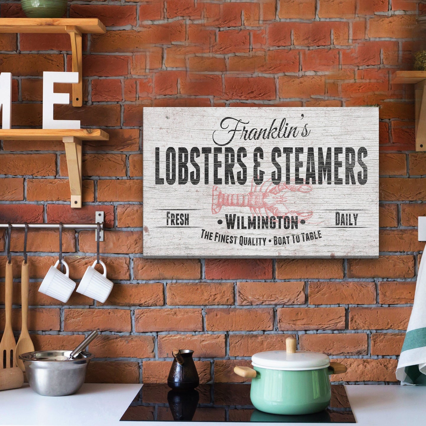 Personalized Lobster & Steamers Restaurant Canvas Sign