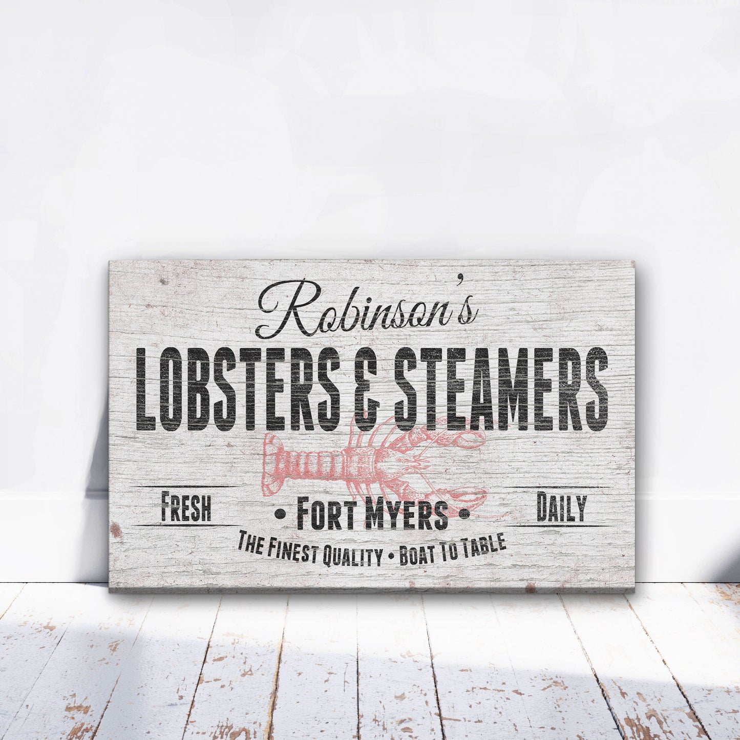 Personalized Lobster & Steamers Restaurant Canvas Sign