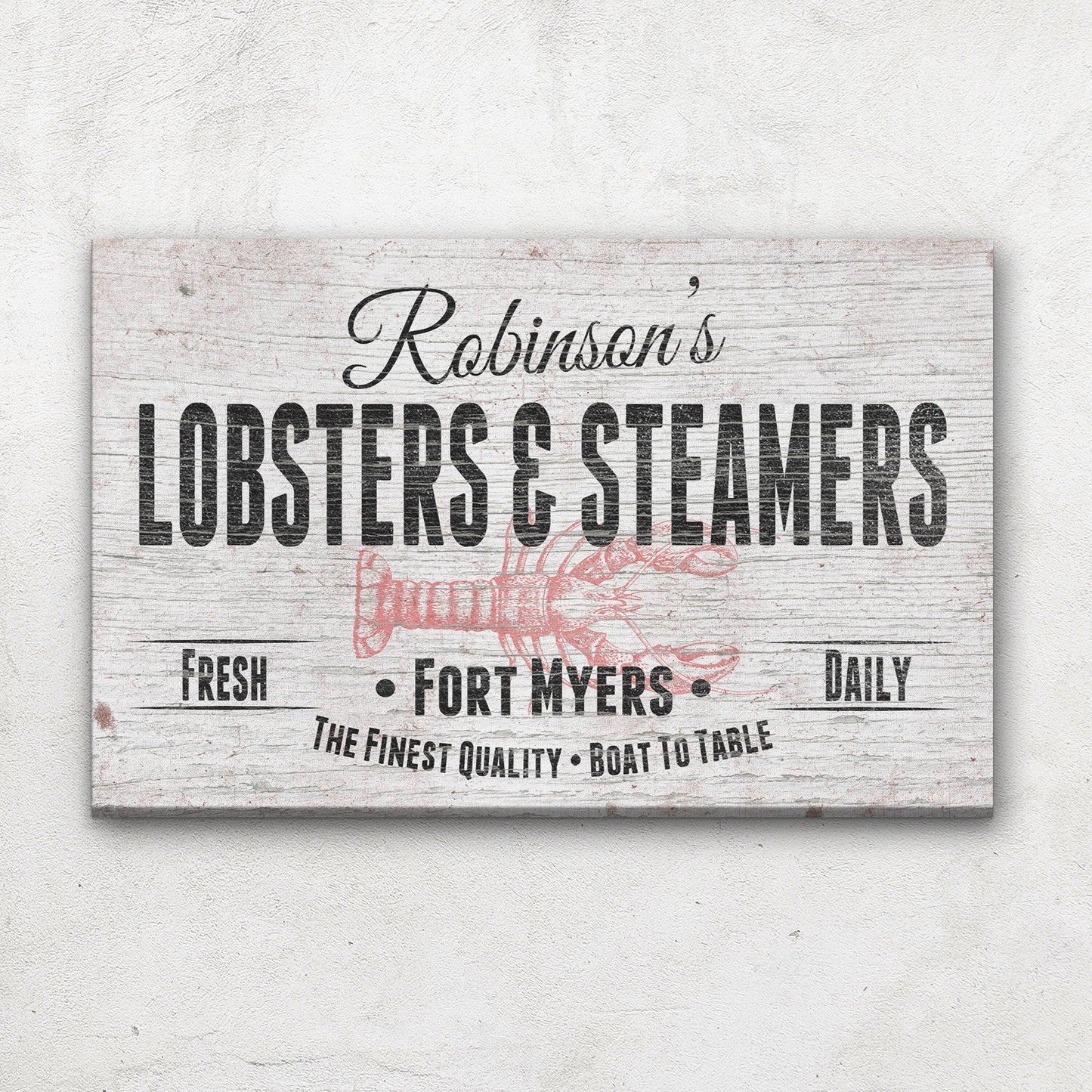 Personalized Lobster & Steamers Restaurant Canvas Sign