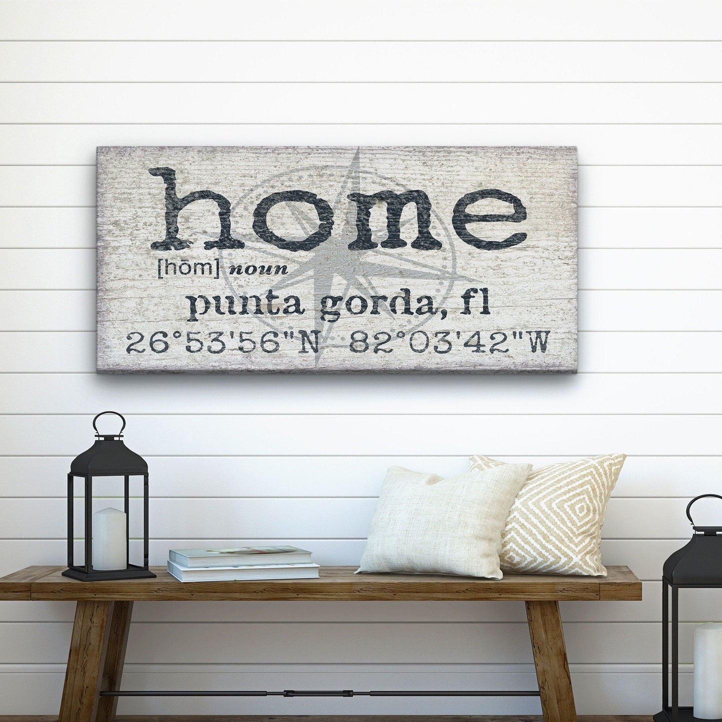 Home Compass Canvas Sign