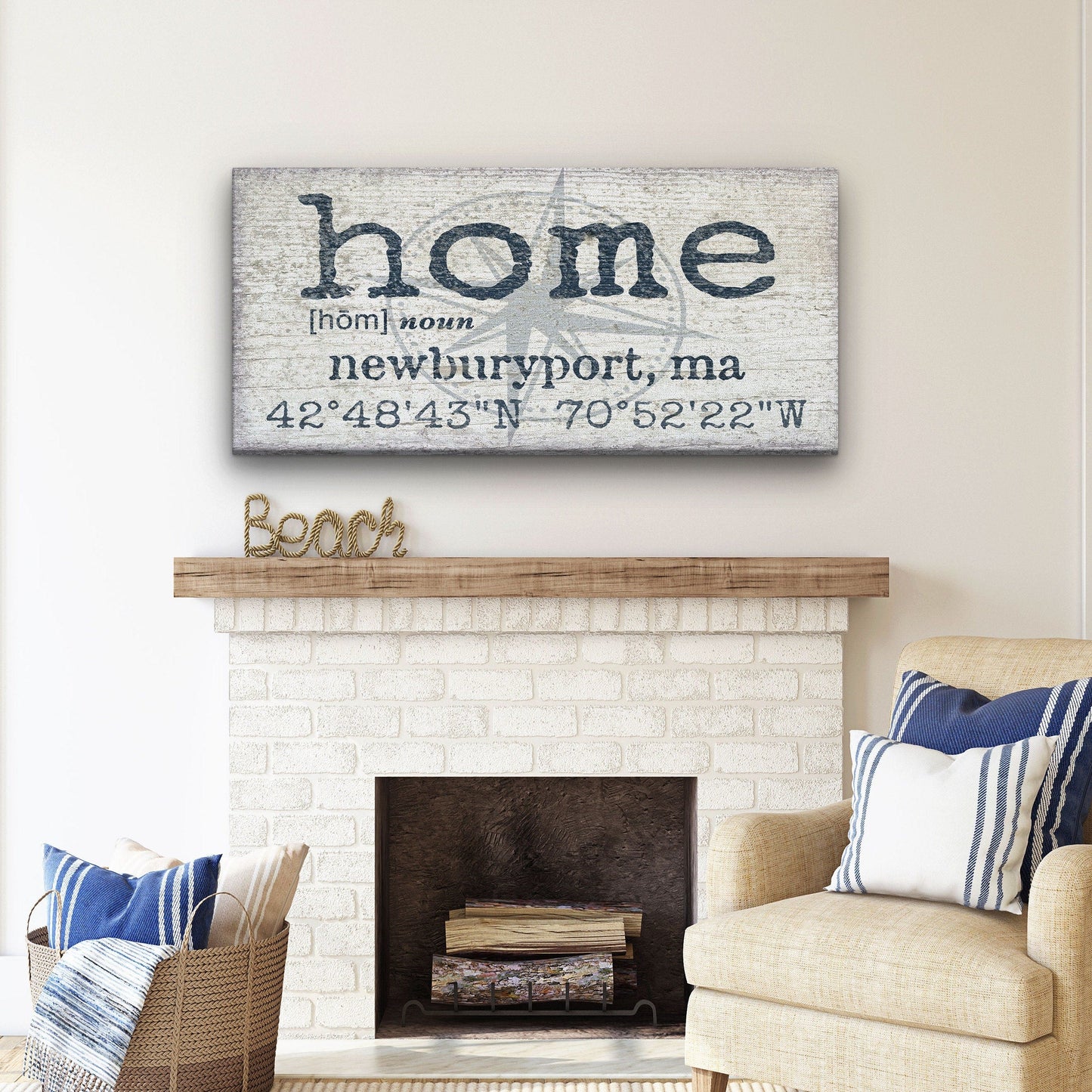 Home Compass Canvas Sign