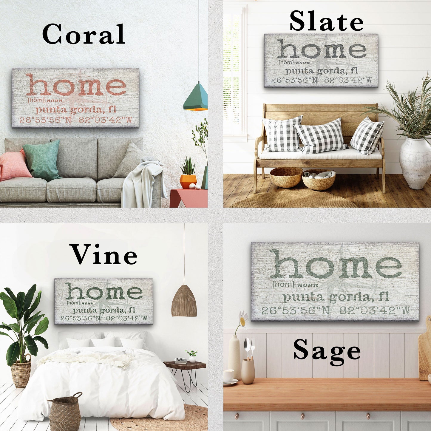 Home Compass Canvas Sign