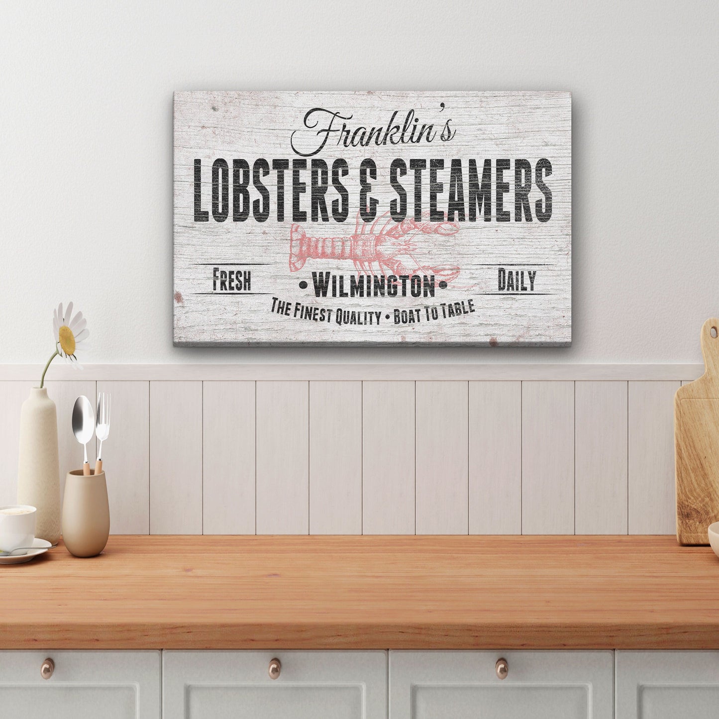 Personalized Lobster & Steamers Restaurant Canvas Sign