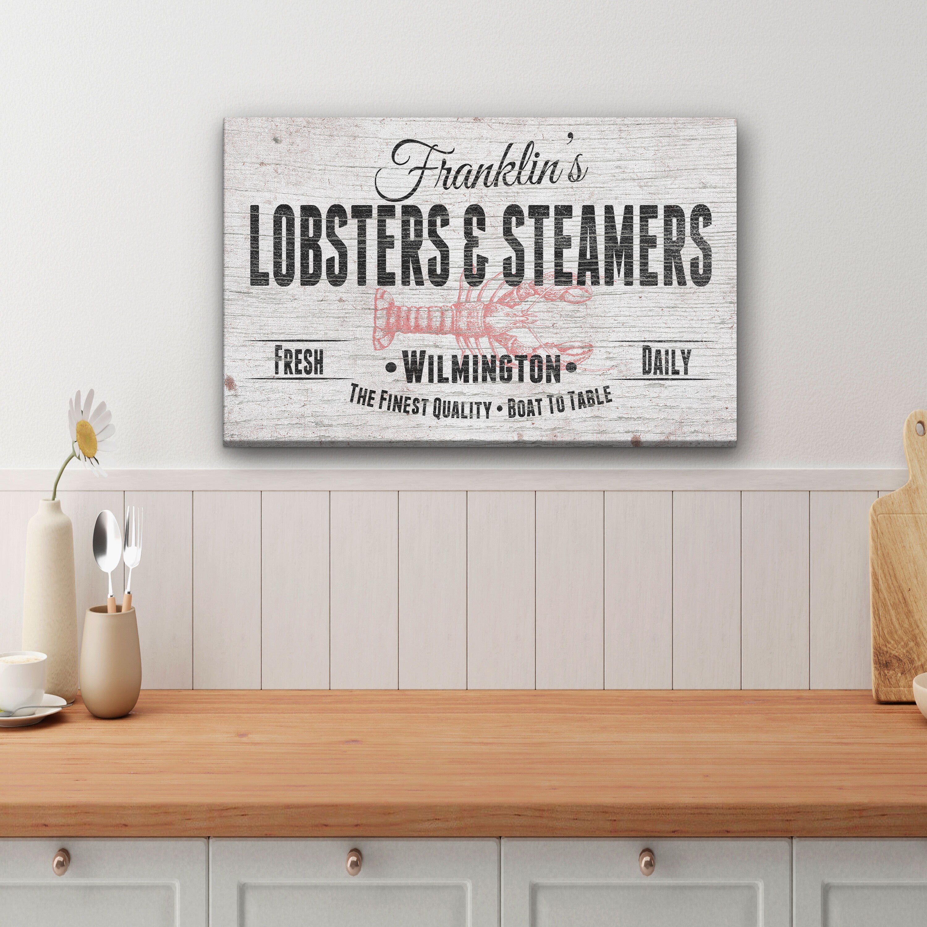 Personalized Lobster & Steamers Restaurant Canvas Sign