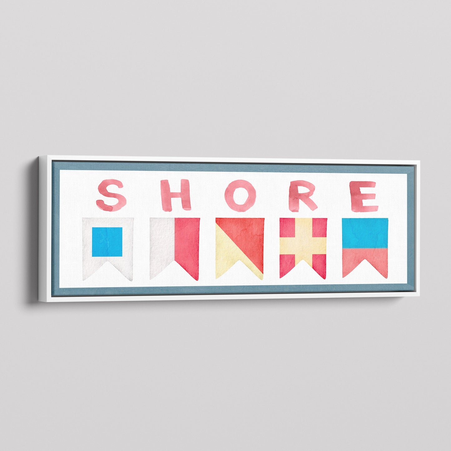 Framed Shore House Sign - Nautical Flag Canvas Coastal Wall Decor