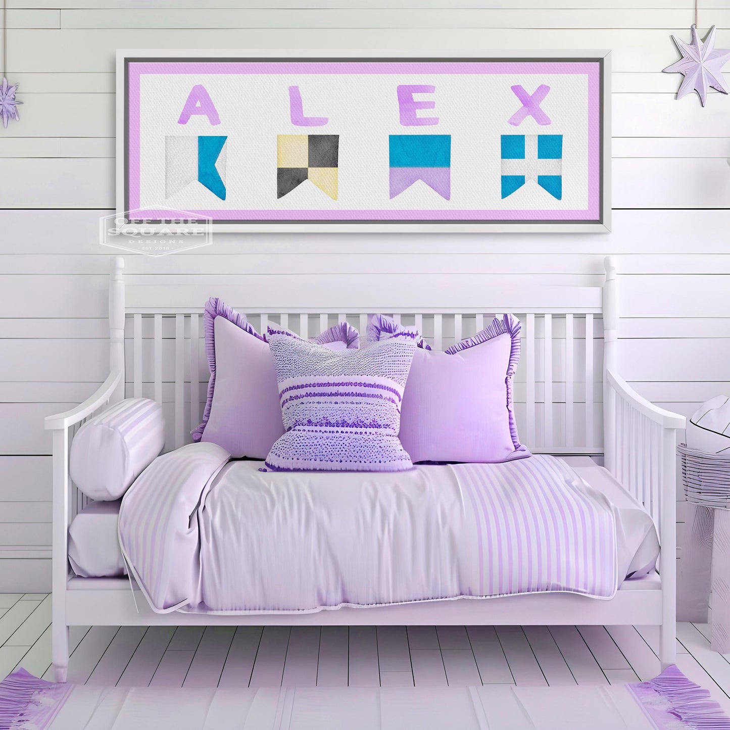 Personalized Nautical Flag Kid's Name Framed Canvas Print