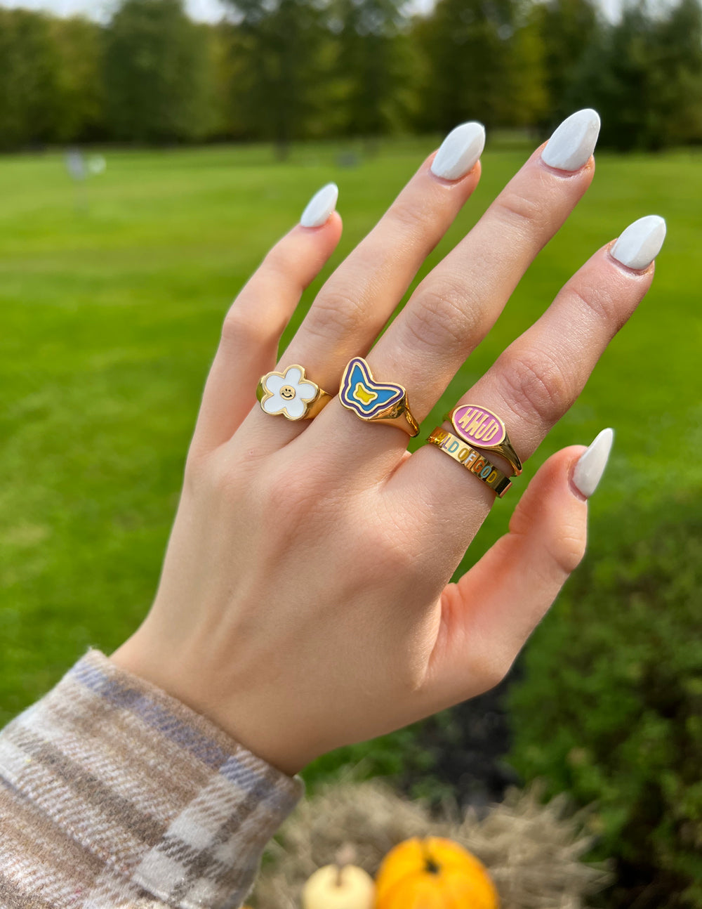 Anillo mariposa de esmalte azul