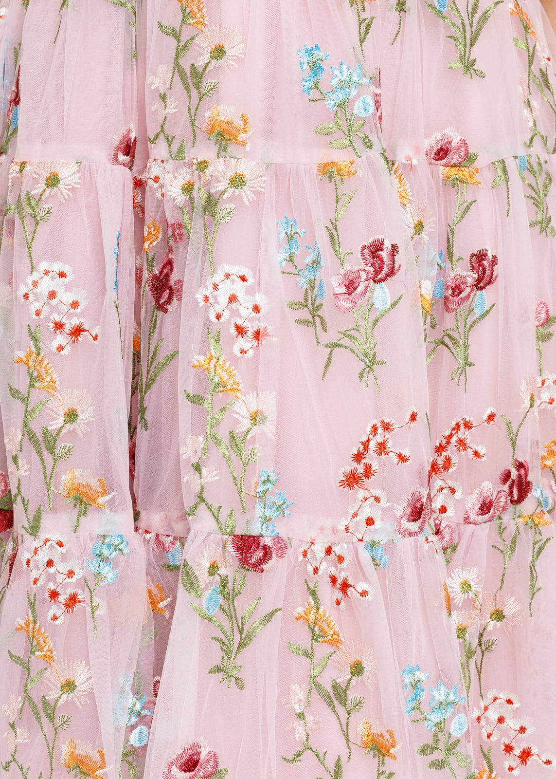 Margaret Floral Embroidered Midi Dress Pink