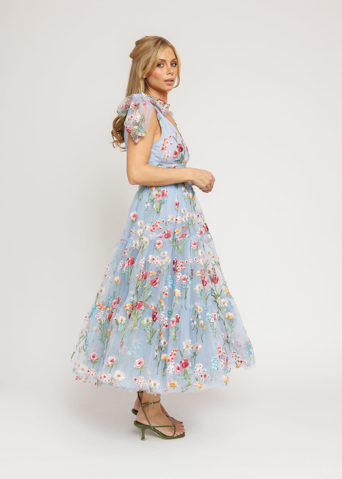 Margaret Floral Midi Dress Blue